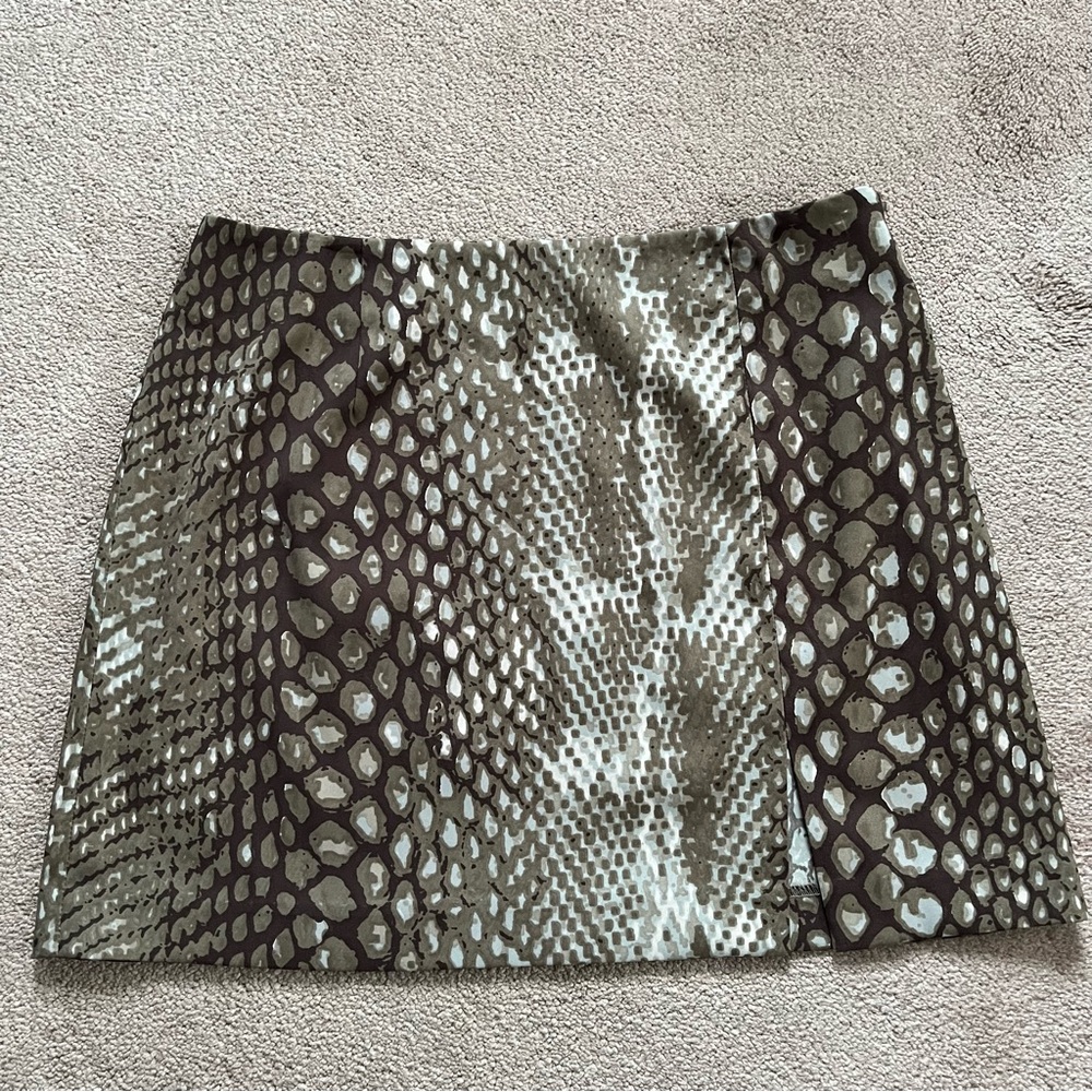 Vintage Express World Brand Stretch Women's Side Zip Snake Print Mini Skirt